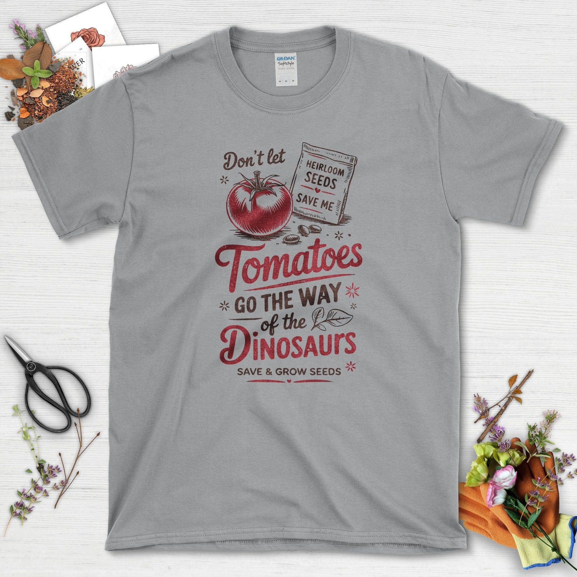 Save Tomatoes Heirloom Seeds T-Shirt Sport Grey / S Physical Item