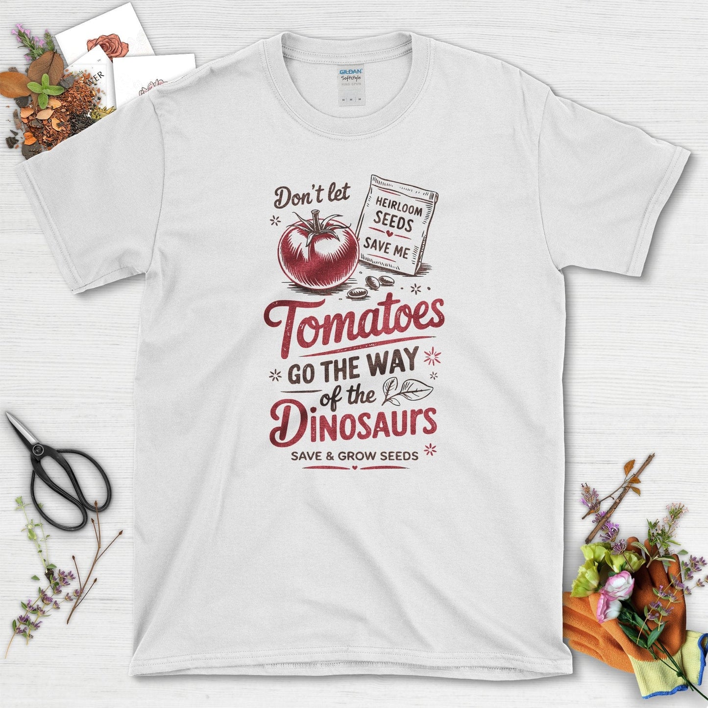 Save Tomatoes Heirloom Seeds T-Shirt White / S Physical Item