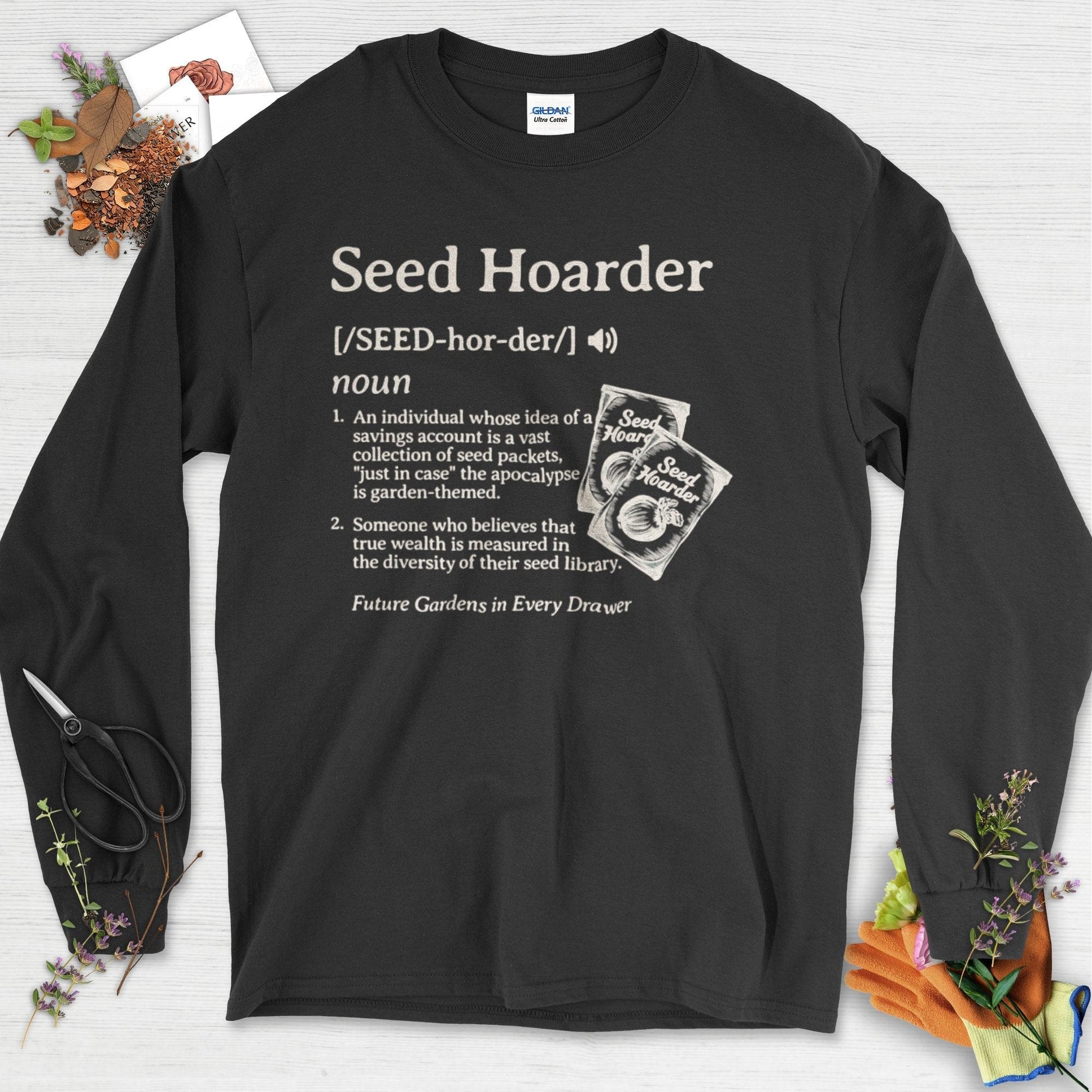 Seed Hoarder Definition Long Sleeve Black / S T-Shirt