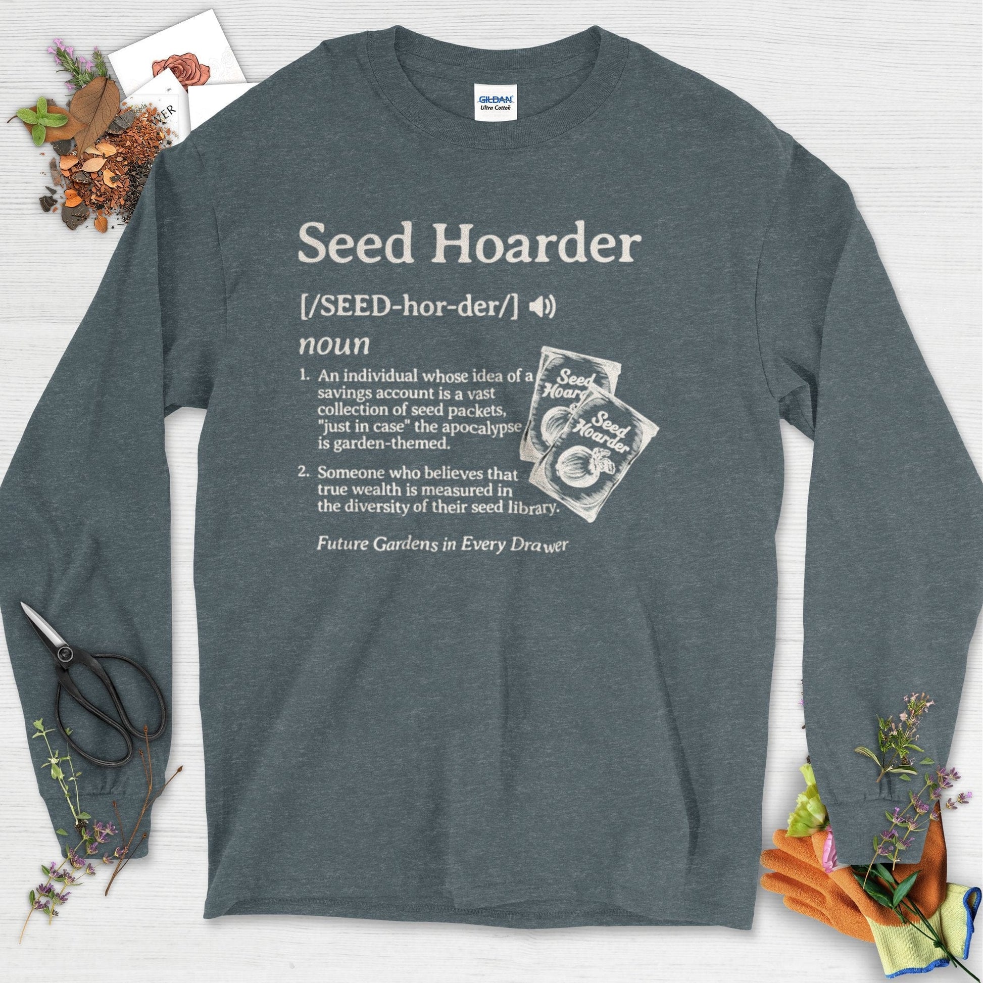 Seed Hoarder Definition Long Sleeve Dark Heather / S T-Shirt