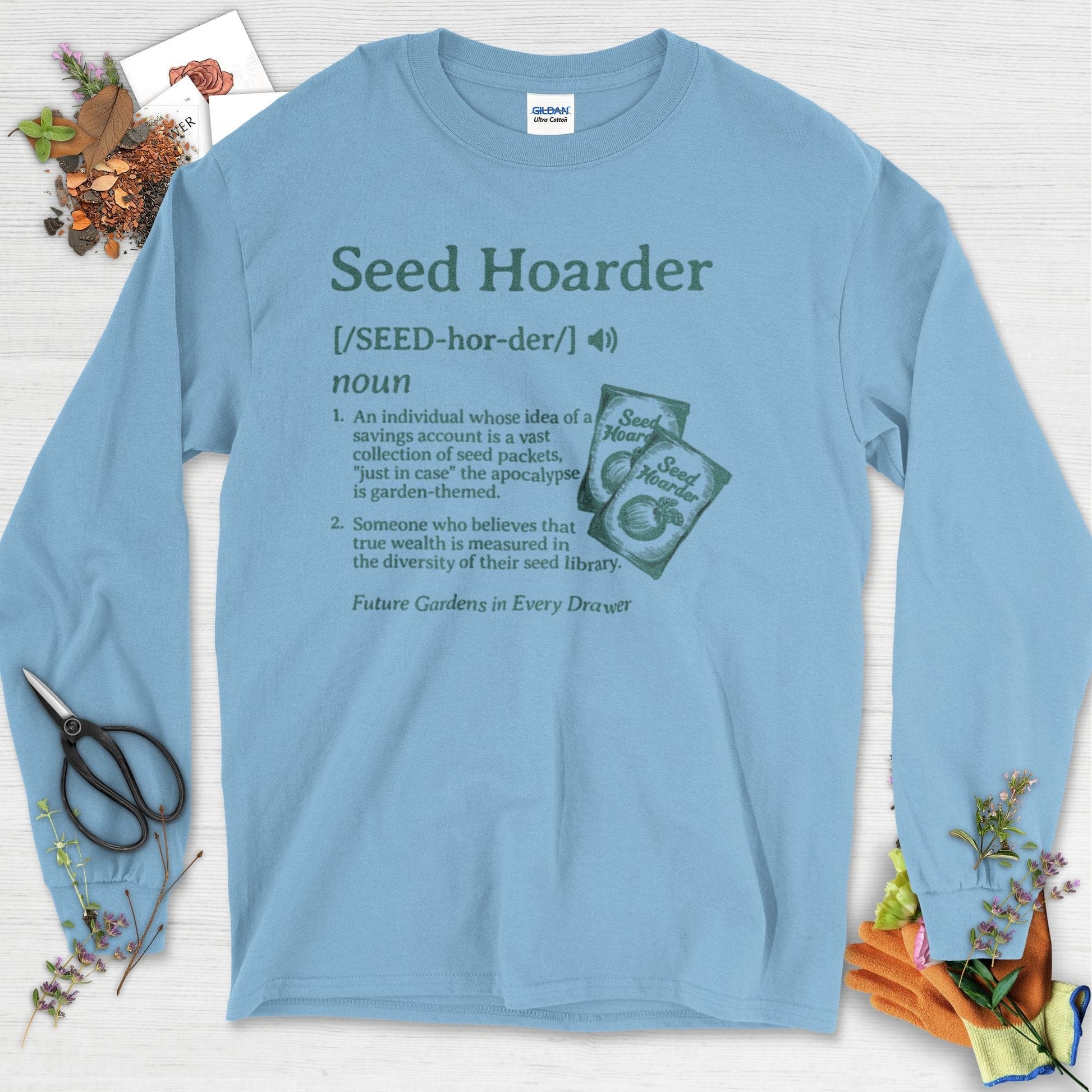 Seed Hoarder Definition Long Sleeve Light Blue / S T-Shirt