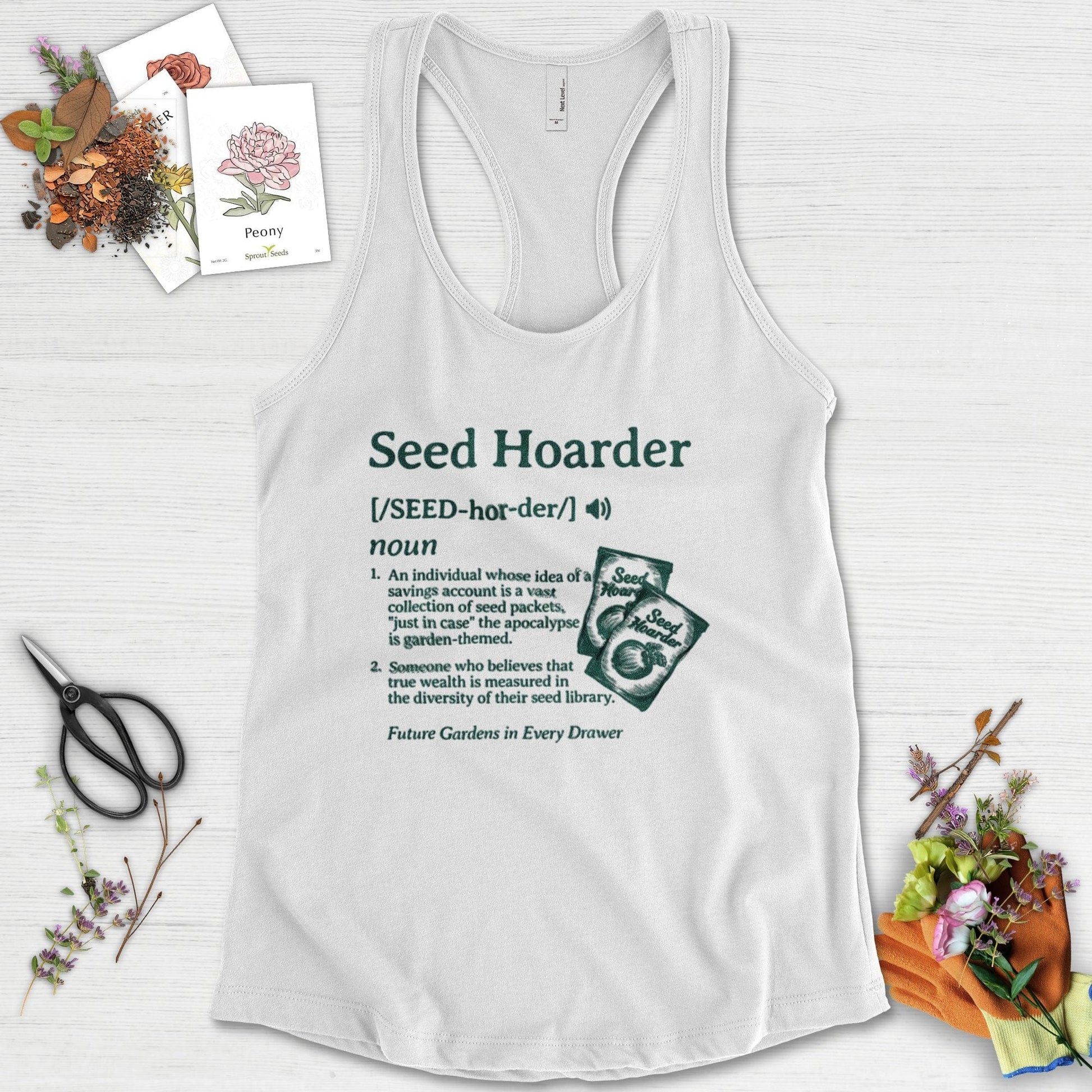 Seed Hoarder Definition Racerback Racerback / XS / White Physical Item