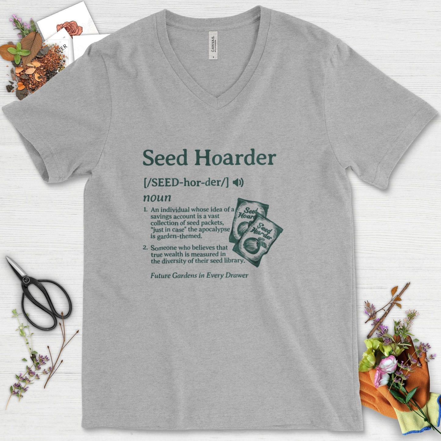 Seed Hoarder Definition V-Neck Athletic Heather / S Physical Item