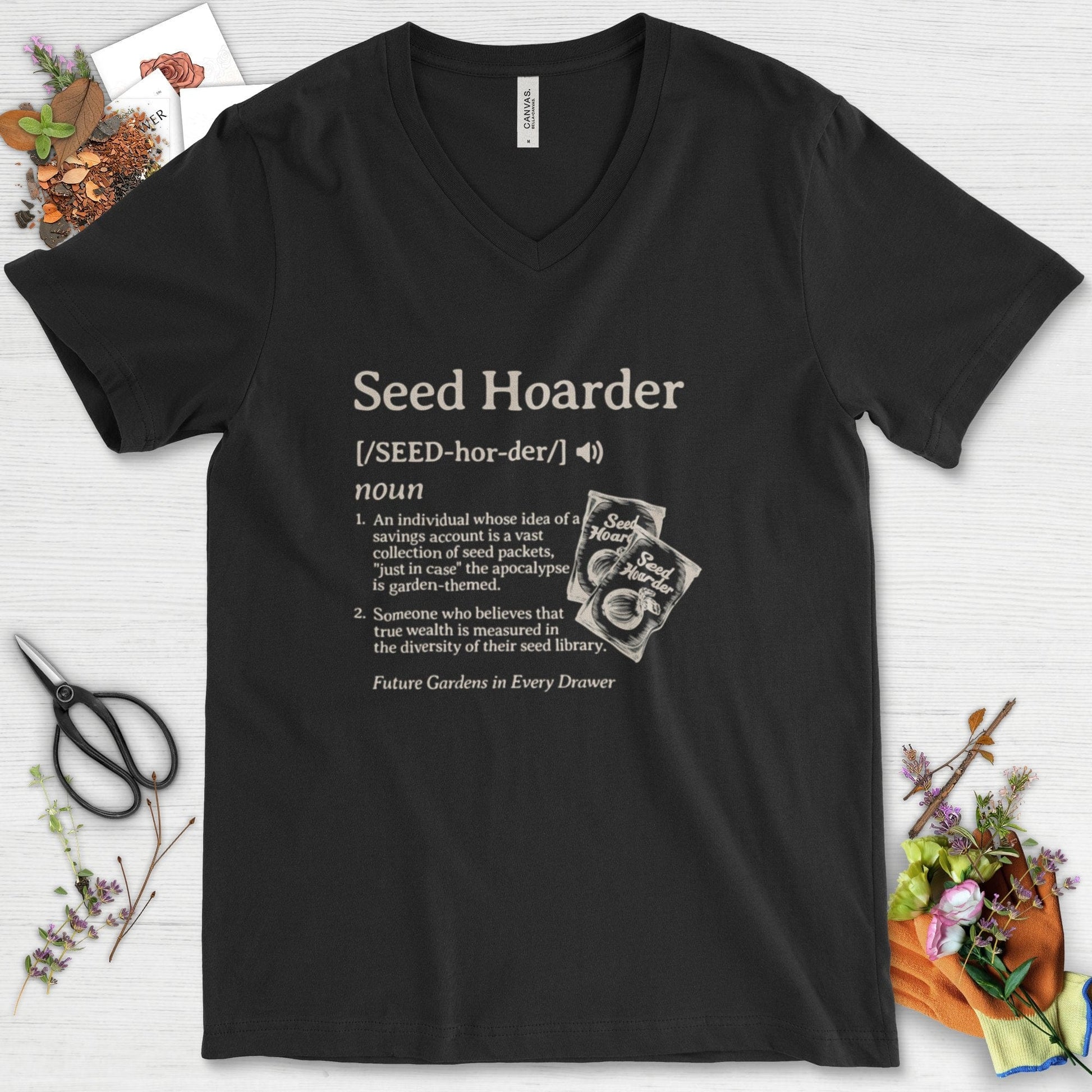 Seed Hoarder Definition V-Neck Black / S Physical Item