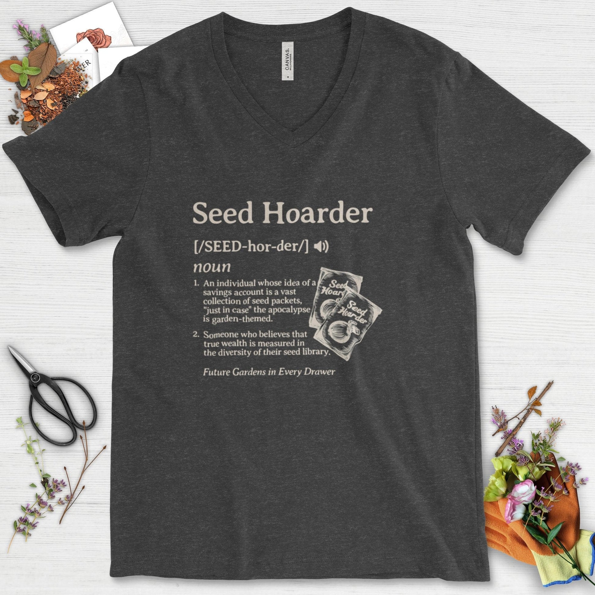 Seed Hoarder Definition V-Neck Dark Grey Heather / S Physical Item