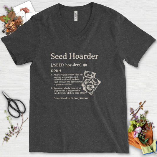 Seed Hoarder Definition V-Neck Dark Grey Heather / S Physical Item