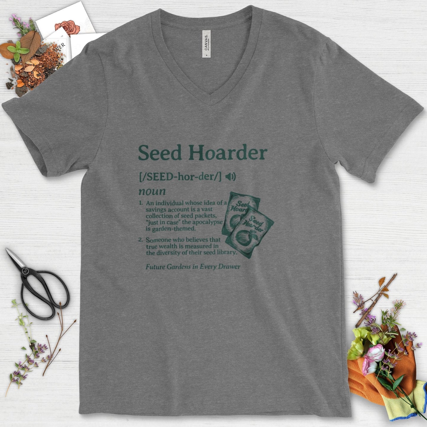 Seed Hoarder Definition V-Neck Deep Heather / S Physical Item