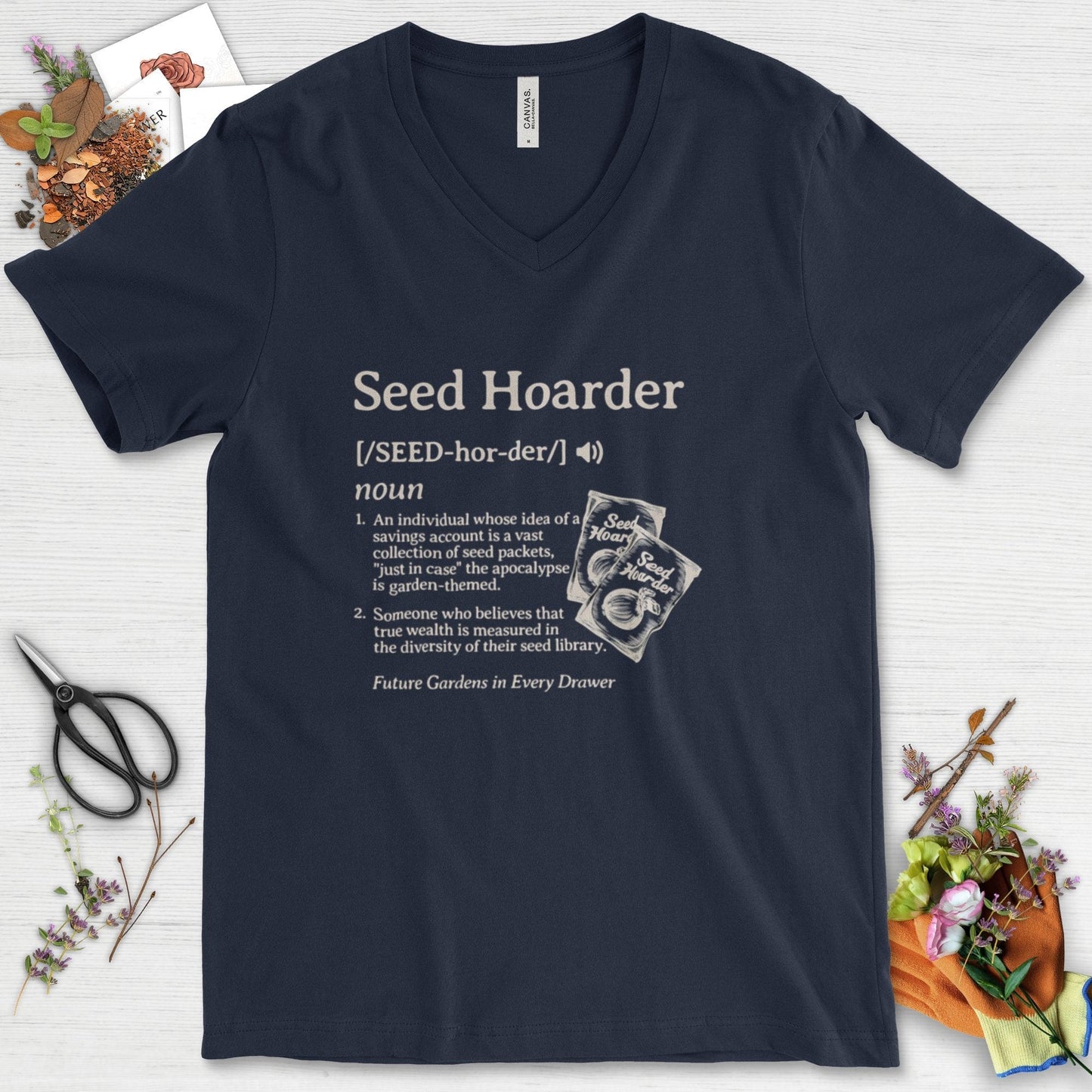 Seed Hoarder Definition V-Neck Navy / S Physical Item