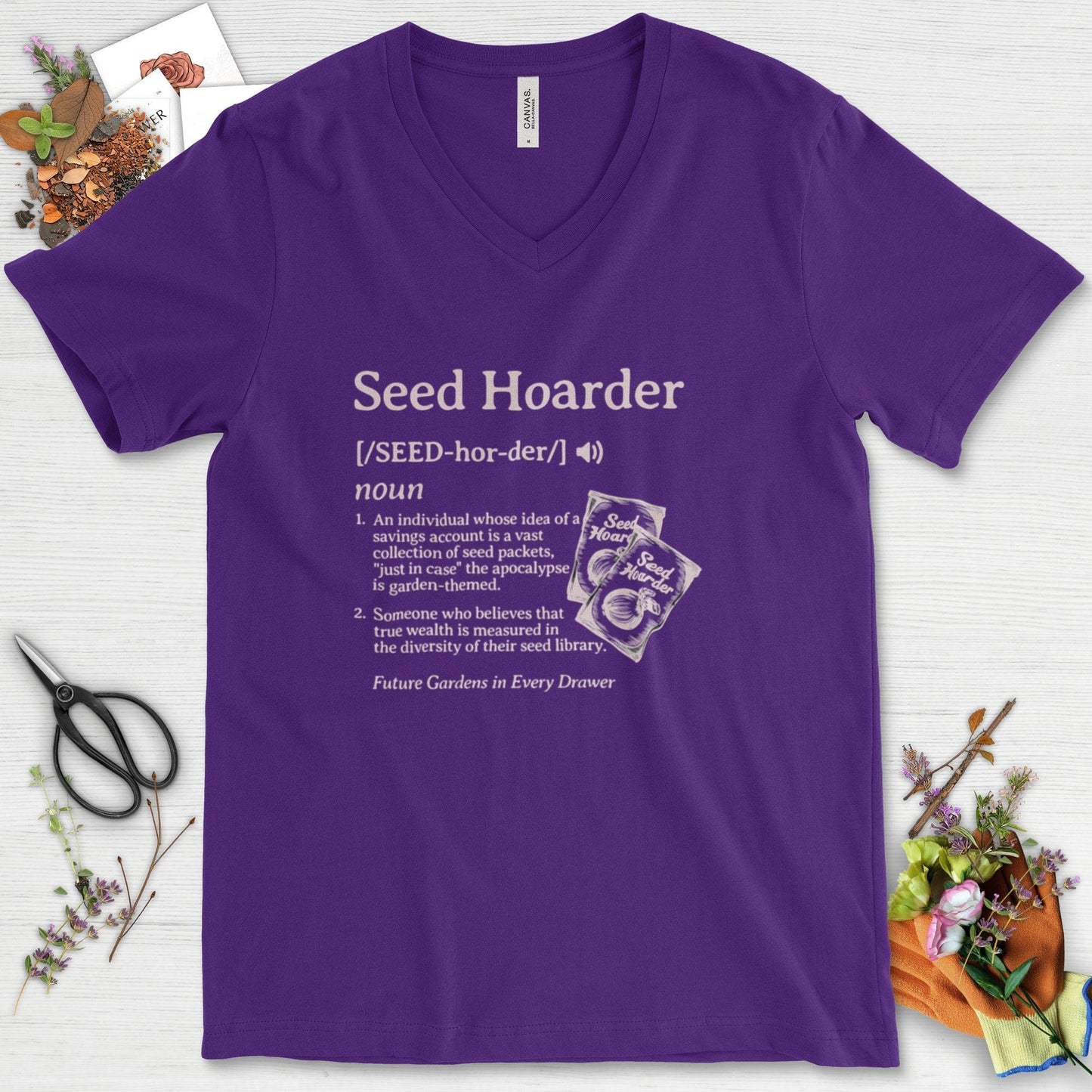 Seed Hoarder Definition V-Neck Team Purple / S Physical Item