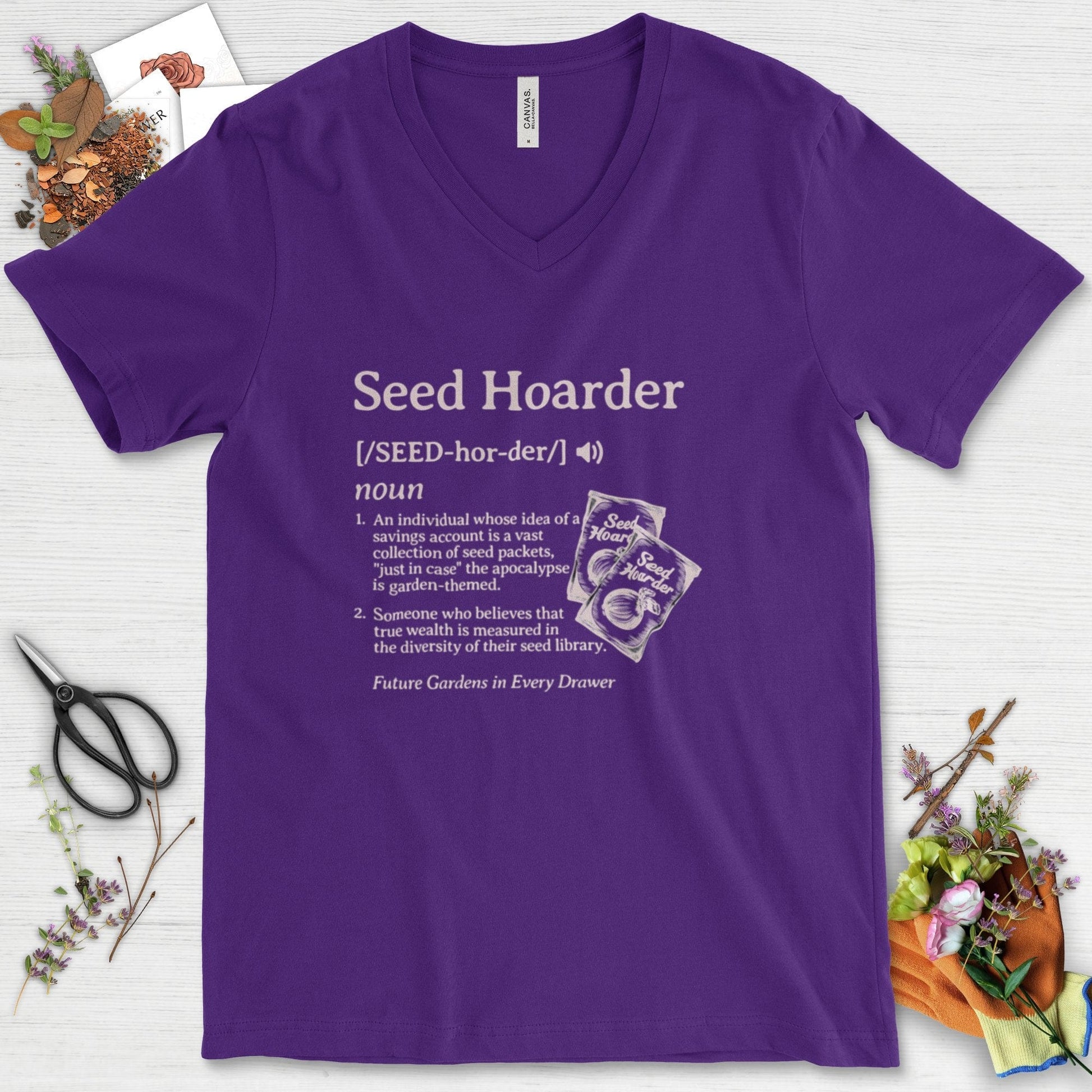 Seed Hoarder Definition V-Neck Team Purple / S Physical Item