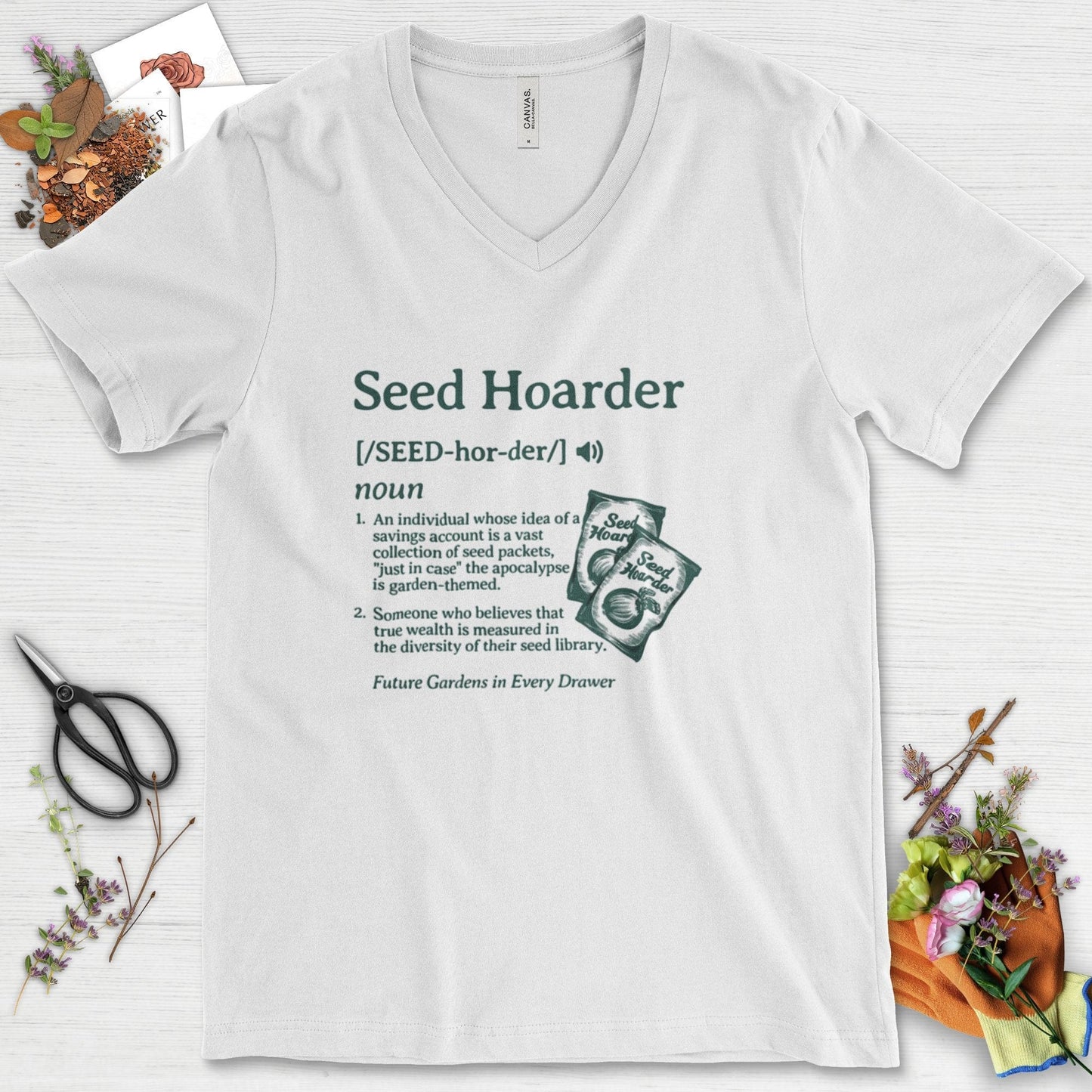 Seed Hoarder Definition V-Neck White / S Physical Item