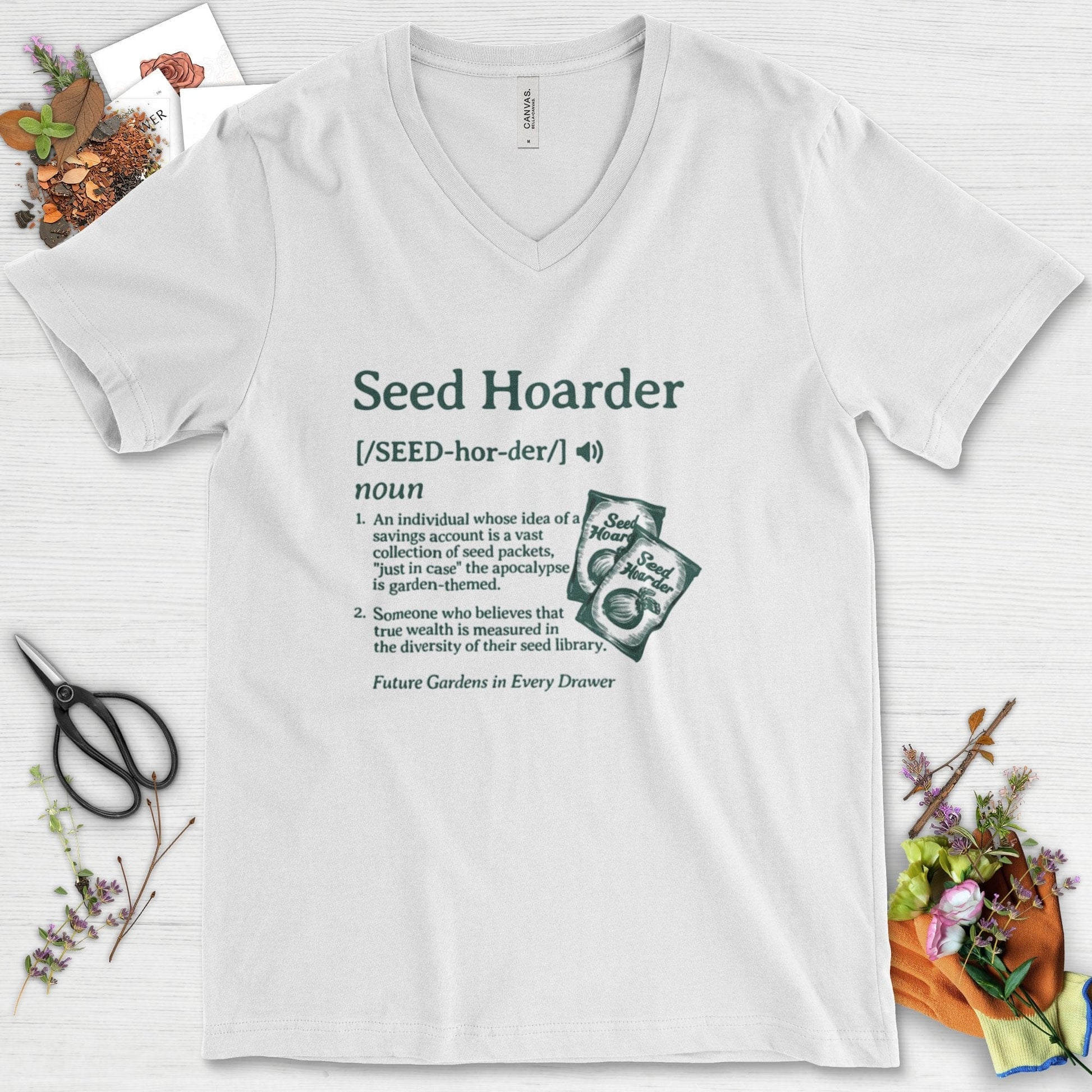 Seed Hoarder Definition V-Neck White / S Physical Item