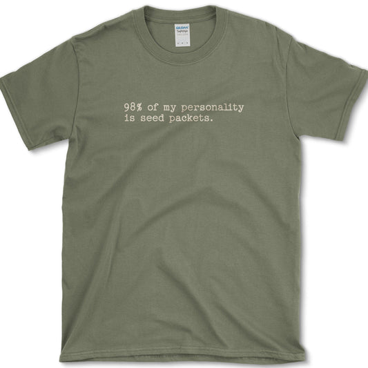 Seed Packets Personality T-Shirt Essential Tees / S / Military Green Physical Item