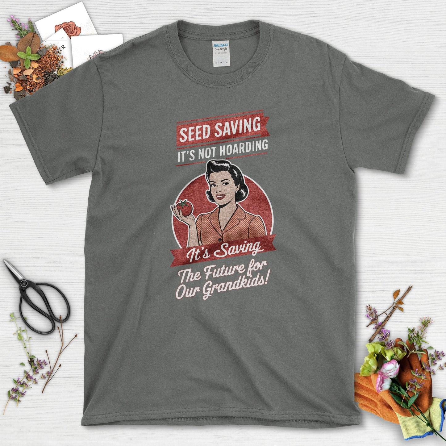 Seed Saving Future Grandkids T-Shirt Charcoal / S Physical Item