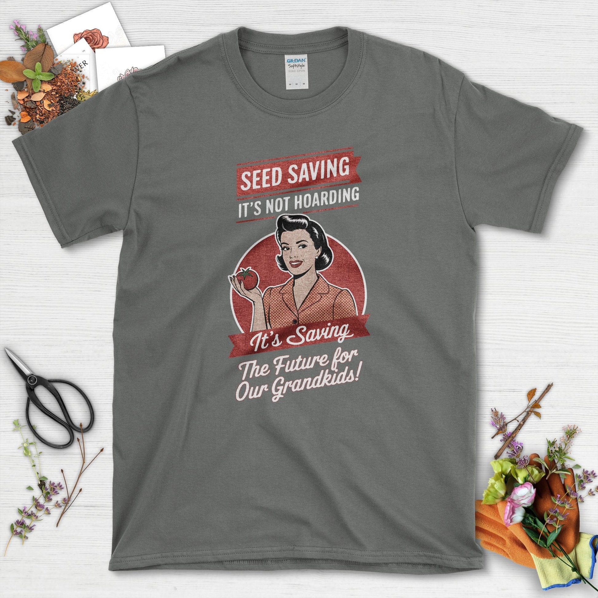 Seed Saving Future Grandkids T-Shirt Charcoal / S Physical Item