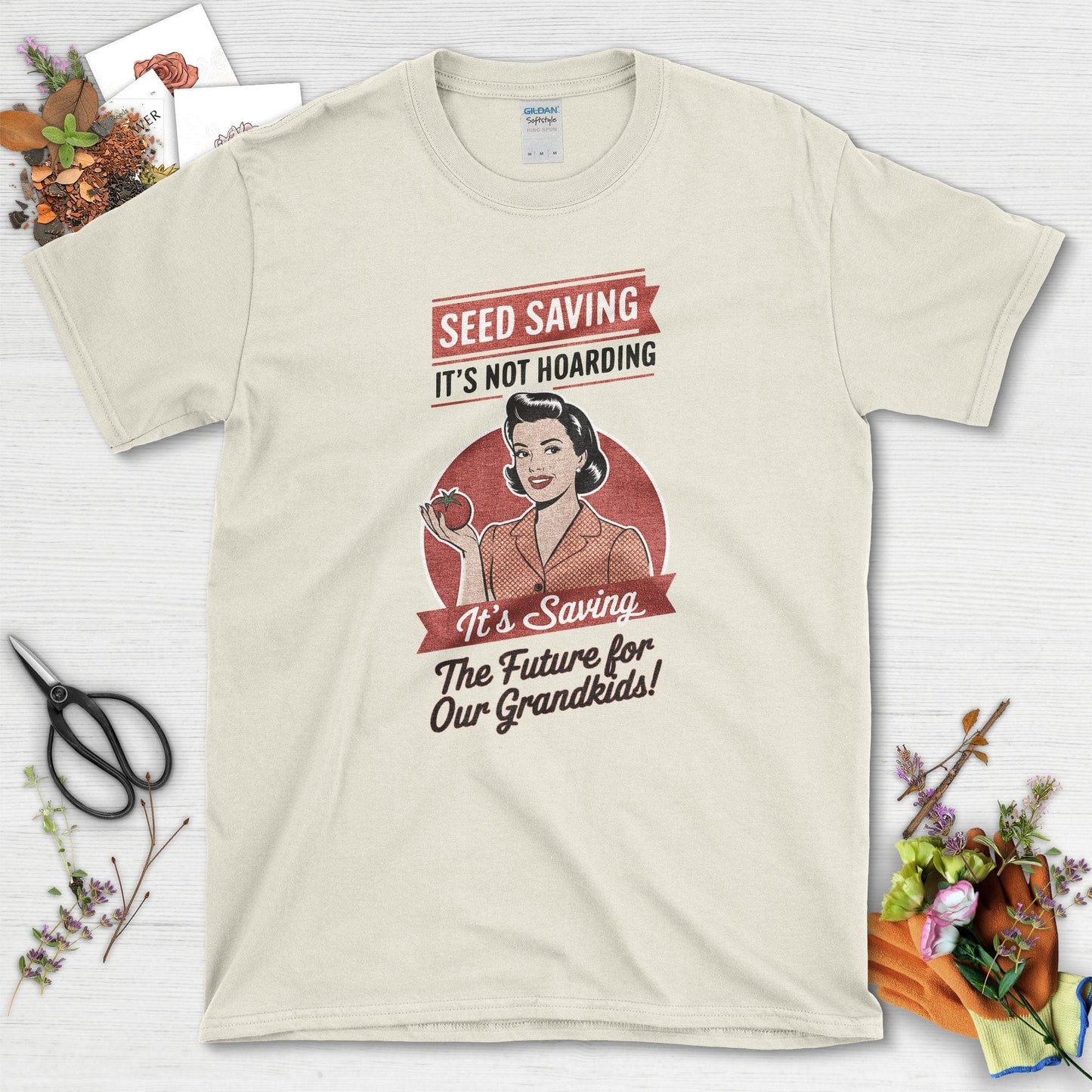 Seed Saving Future Grandkids T-Shirt Natural / S Physical Item