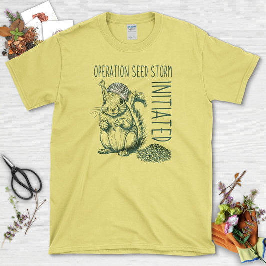Seed Storm Squirrel T-Shirt Cornsilk / S T-Shirt