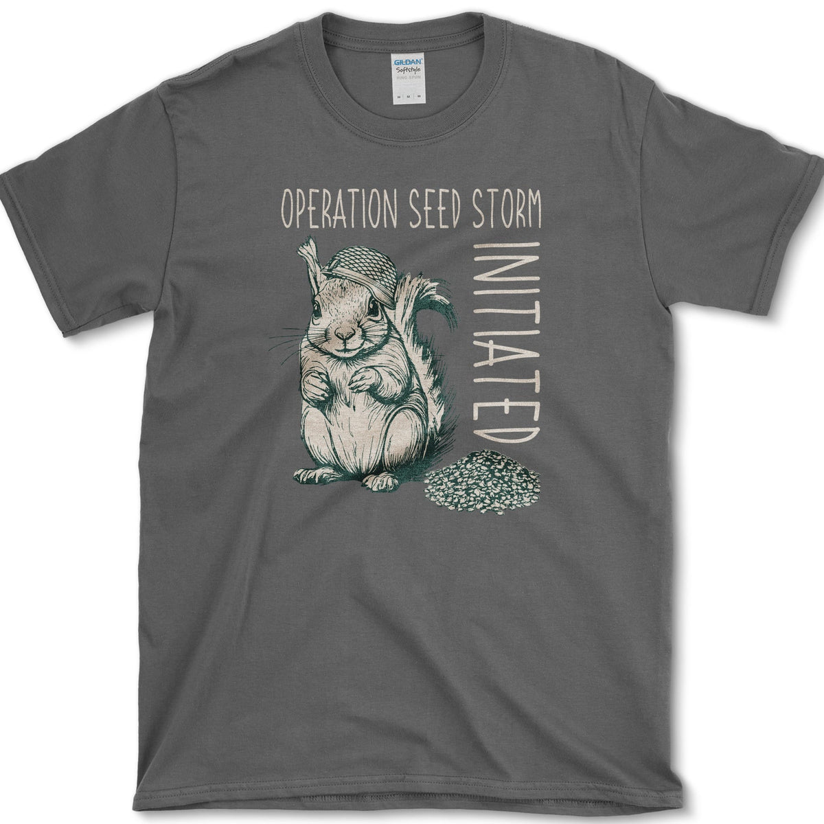 Seed Storm Squirrel T-Shirt Dark Heather / S Essential Tees