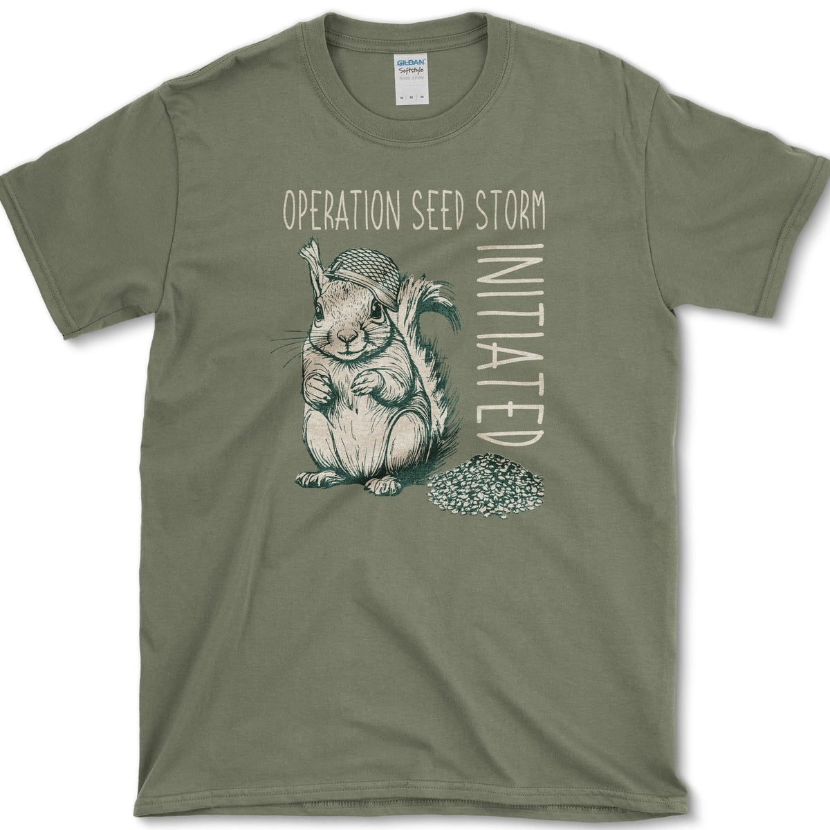 Seed Storm Squirrel T-Shirt Military Green / S Essential Tees