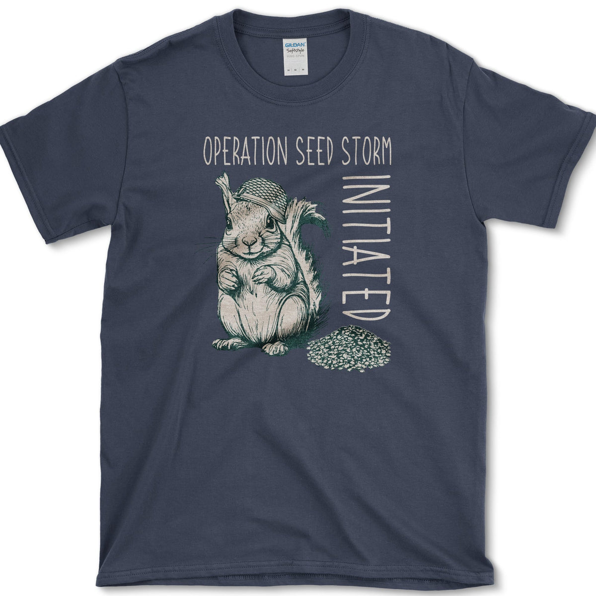 Seed Storm Squirrel T-Shirt Navy / S Essential Tees