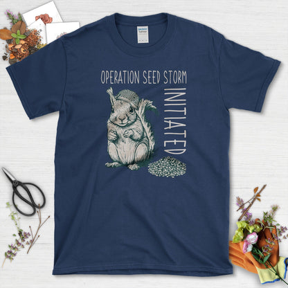 Seed Storm Squirrel T-Shirt Navy / S T-Shirt