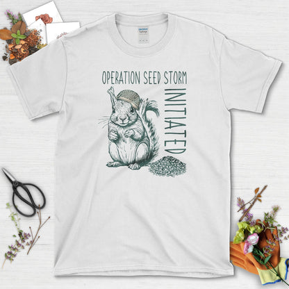 Seed Storm Squirrel T-Shirt White / S T-Shirt