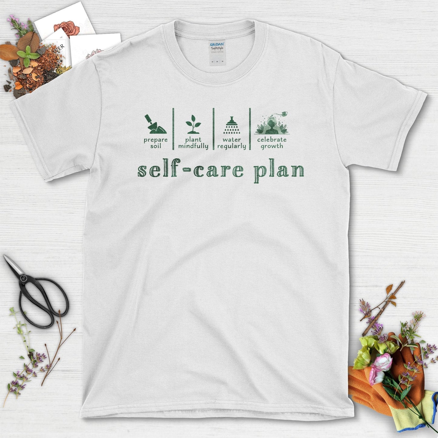 Self-Care Plan T-Shirt for Mindful Growth and Wellbeing White / S T-Shirt