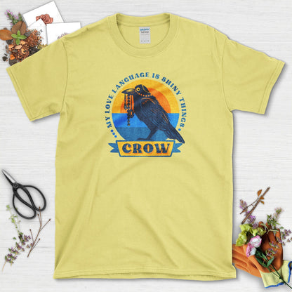 Shiny Love Language Crow T-Shirt Cornsilk / S Physical Item