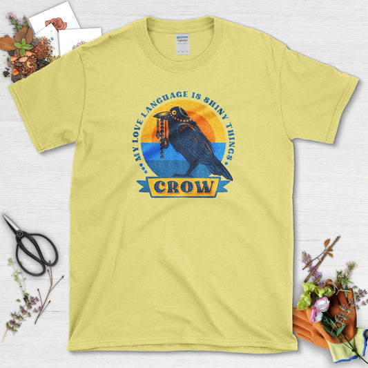 Shiny Love Language Crow T-Shirt Cornsilk / S Physical Item