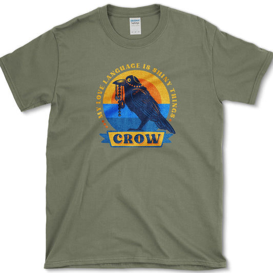Shiny Love Language Crow T-Shirt Military Green / S Essential Tees