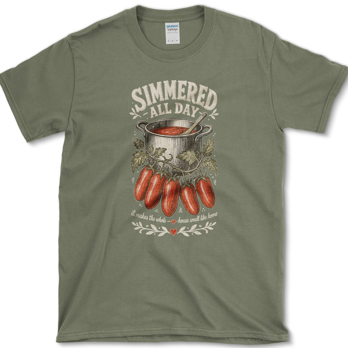 Simmered All Day T-Shirt S / Military Green Essential Tees