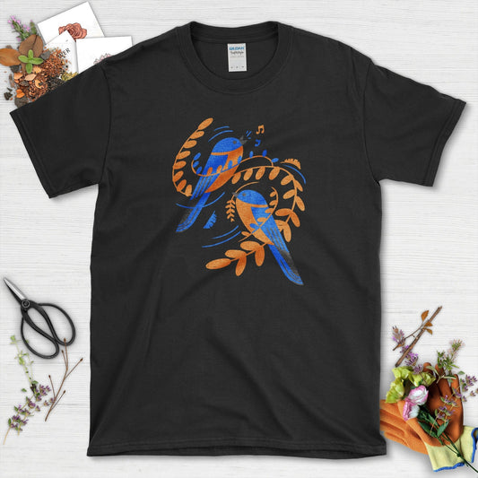 Singing Garden Birds T-Shirt Black / S Physical Item