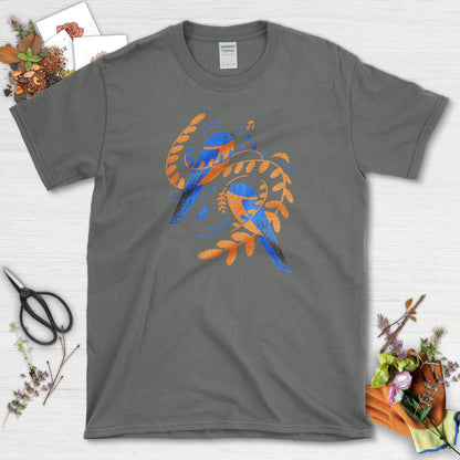 Singing Garden Birds T-Shirt Charcoal / S Physical Item