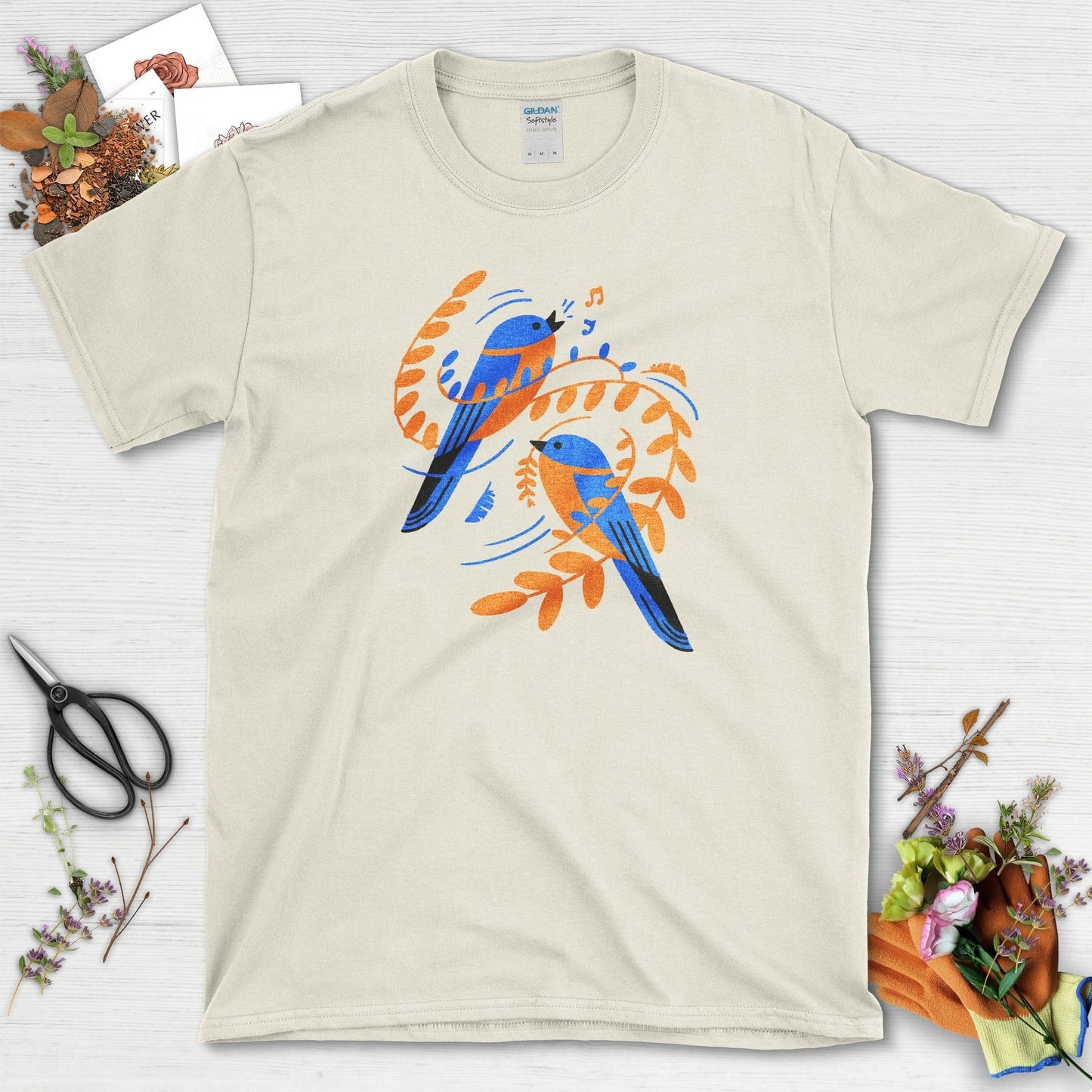 Singing Garden Birds T-Shirt Natural / S Physical Item