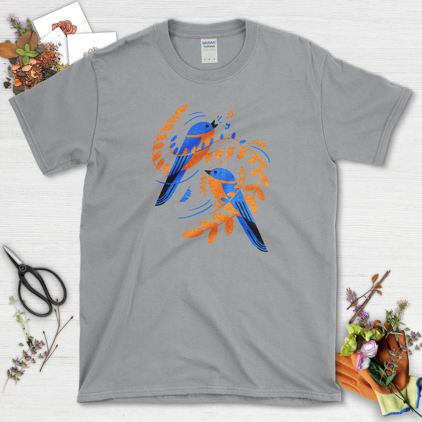 Singing Garden Birds T-Shirt Sport Grey / S Physical Item