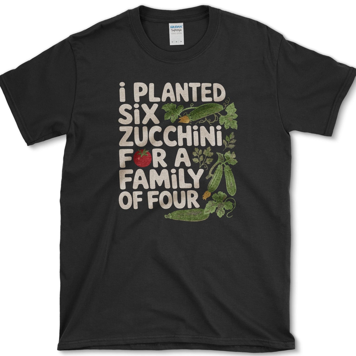 Six Zucchini Family of Four T-Shirt S / Black Essential Tees