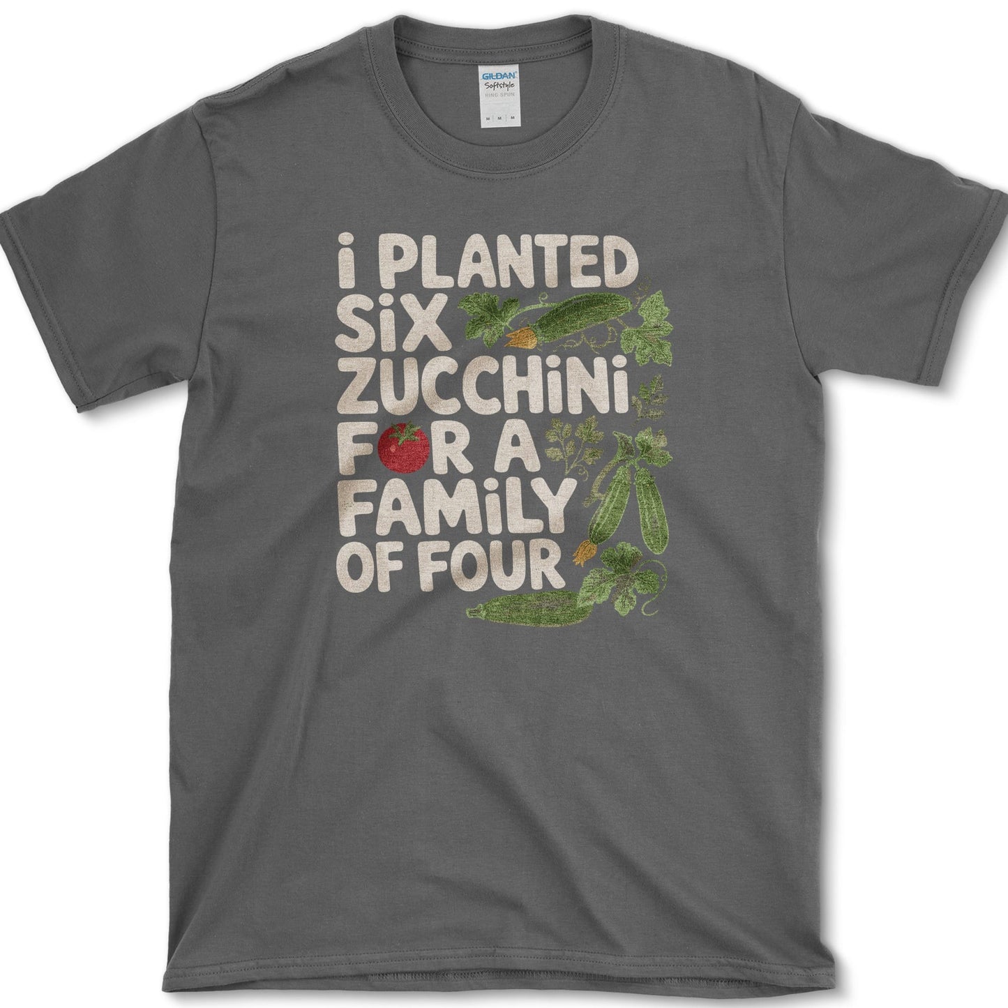 Six Zucchini Family of Four T-Shirt S / Dark Heather Essential Tees