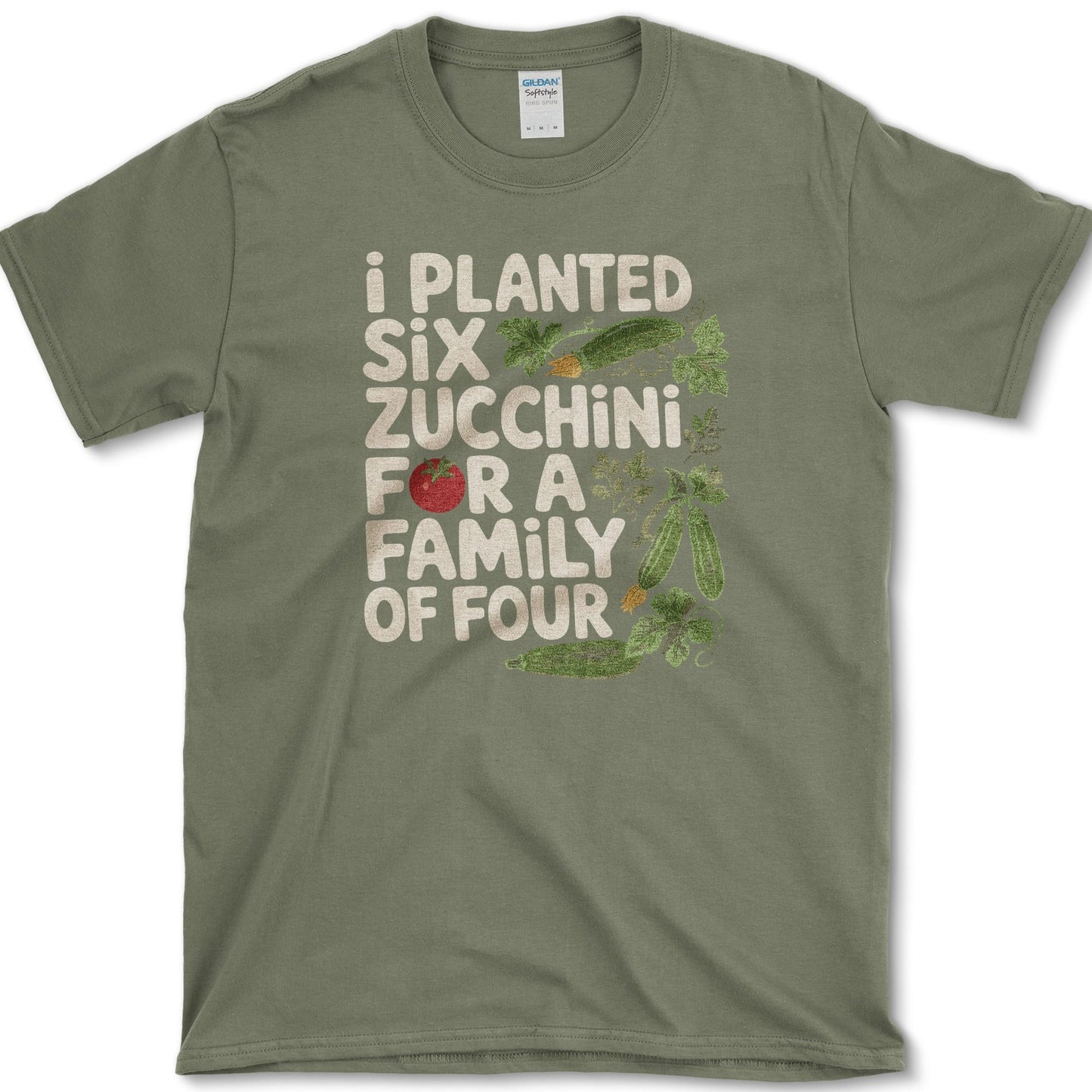 Six Zucchini Family of Four T-Shirt S / Military Green Essential Tees