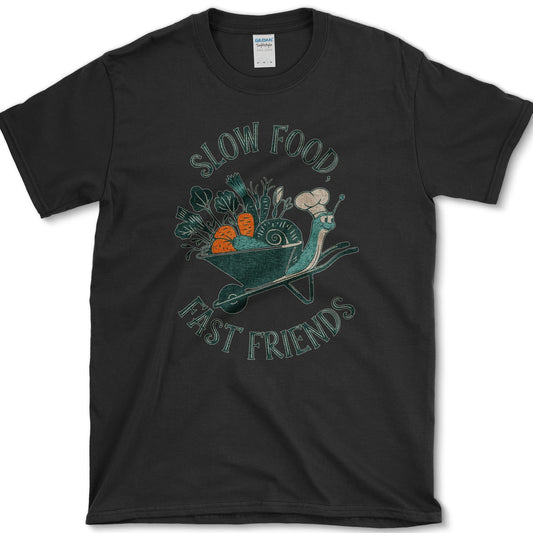 Slow Food Fast Friends T-Shirt Black / S Essential Tees