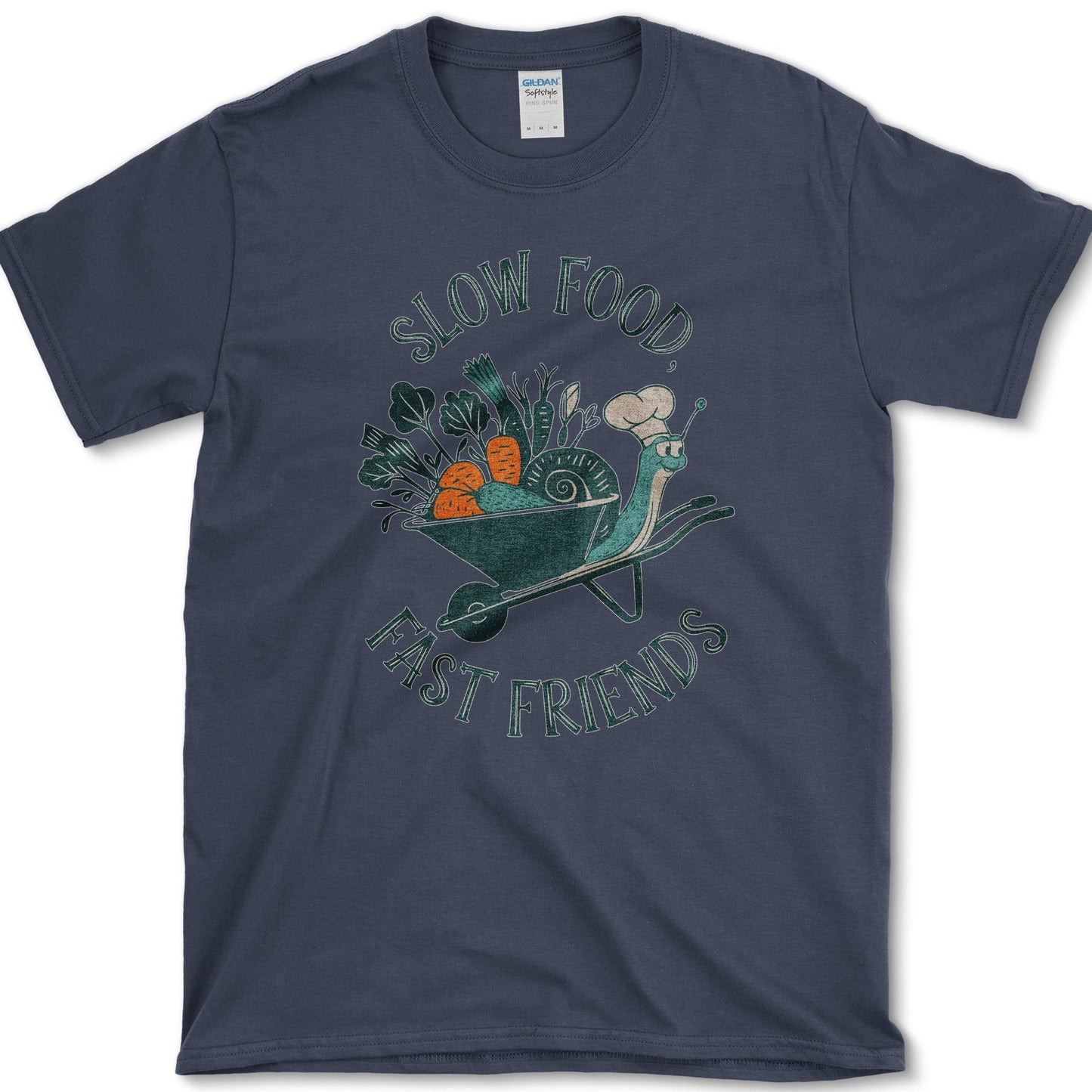 Slow Food Fast Friends T-Shirt Navy / S Essential Tees