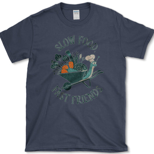 Slow Food Fast Friends T-Shirt Navy / S Essential Tees