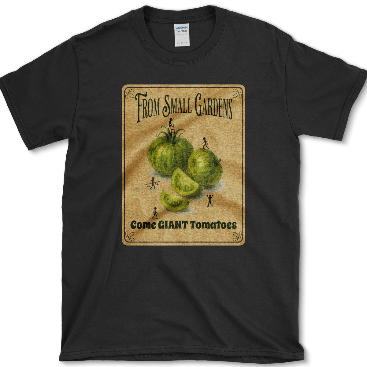 Small Gardens, Giant Tomatoes T-Shirt Black / S Essential Tees