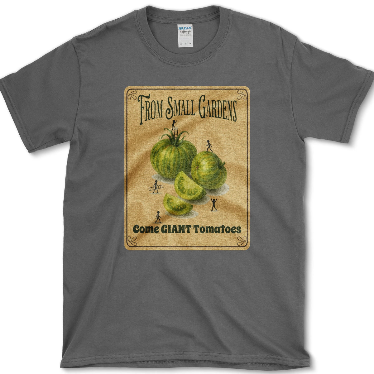 Small Gardens, Giant Tomatoes T-Shirt Dark Heather / S Essential Tees
