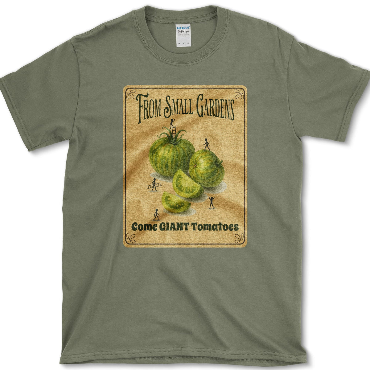 Small Gardens, Giant Tomatoes T-Shirt Military Green / S Essential Tees