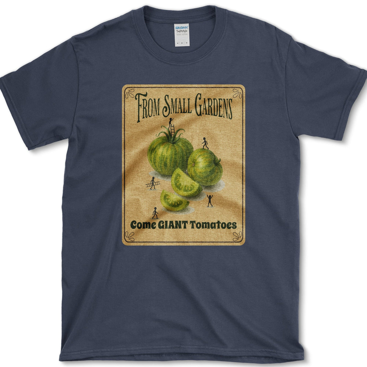 Small Gardens, Giant Tomatoes T-Shirt Navy / S Essential Tees
