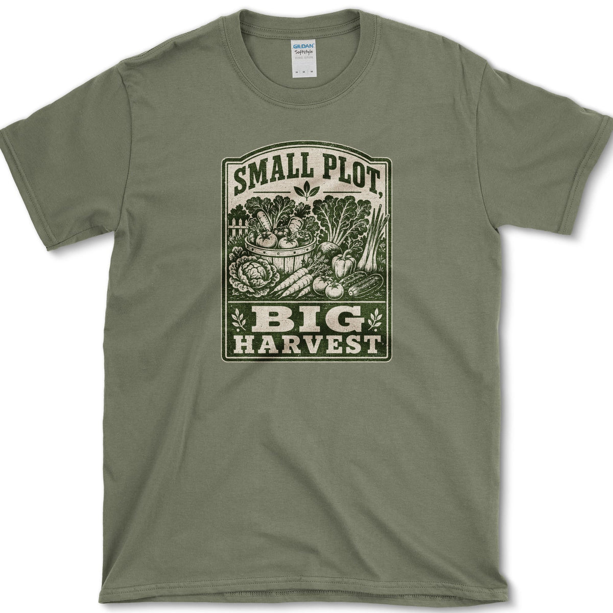 Small Plot, Big Harvest T-Shirt S / Military Green Essential Tees