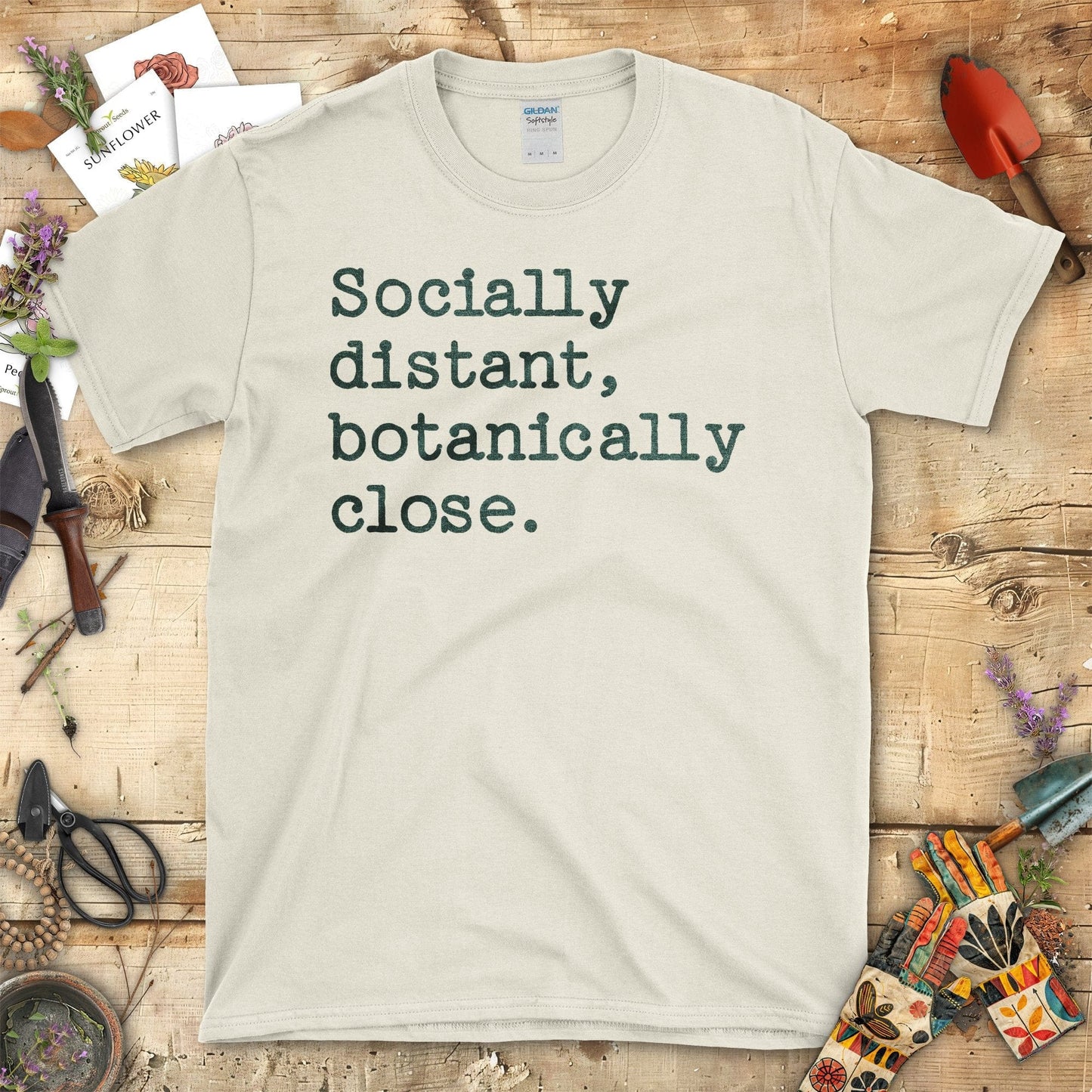 Socially distant botanically close statement T-Shirt Natural / S T-Shirt