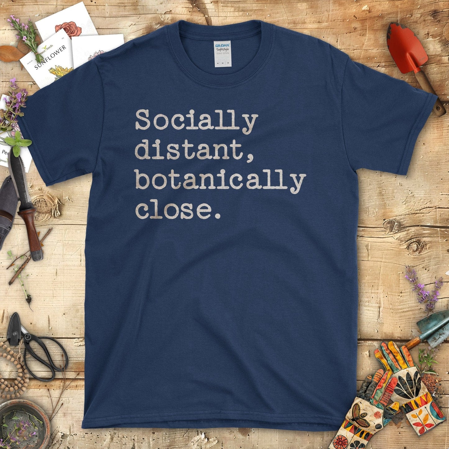 Socially distant botanically close statement T-Shirt Navy / S T-Shirt