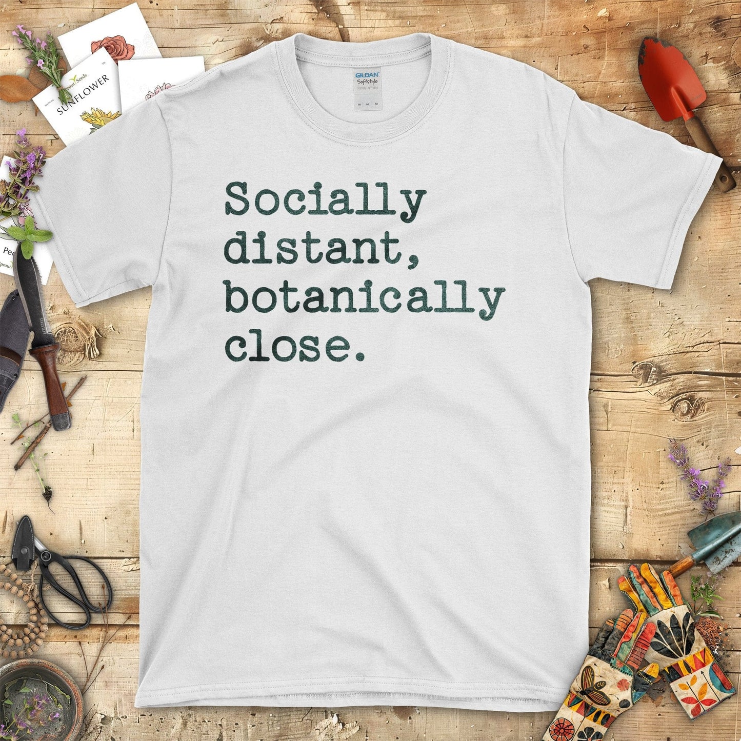 Socially distant botanically close statement T-Shirt White / S T-Shirt