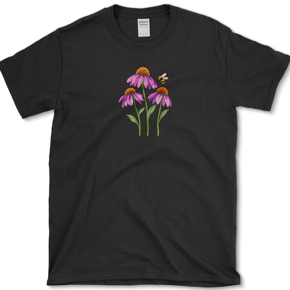 Soft Coneflowers T-Shirt Black / S Essential Tees